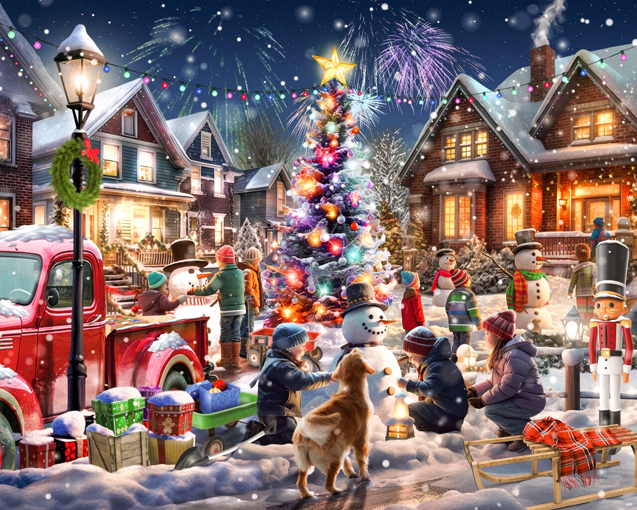 Vermont Christmas Company Snowman Contest Jigsaw Puzzle 1000 Piece - Large Piece Christmas Puzzle - Interlocking & Randomly Shaped Pieces - 30" x 24"